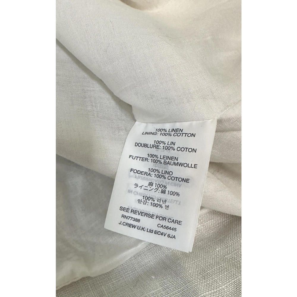J Crew Linen A Line Shift Dress L Flutter Sleeve Lined Black White Knee Length - Picture 8 of 9